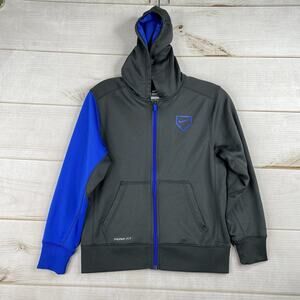 Nike Therma-Fit Full Zip Hoodie Youth Medium 10-12 Years Gray Blue Baseball